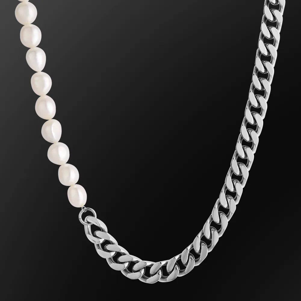 Cuban Link Pear Necklace - Silver 10mm