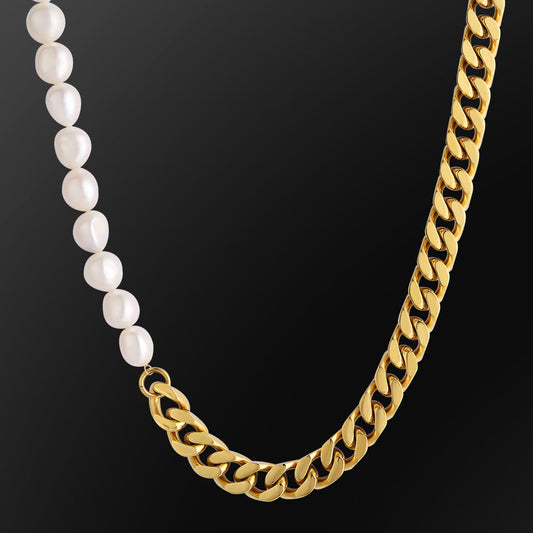 Cuban Link Pear Necklace - Gold 10mm