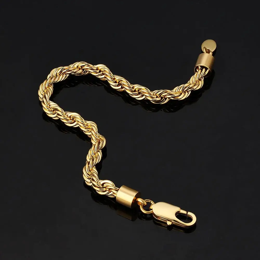 Rope Bracelet - 18K Gold 6mm